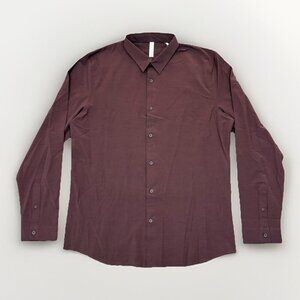 Stylus Men's Button Down Shirt Size L Tall Maroon Long Sleeve Stretch NWT $58